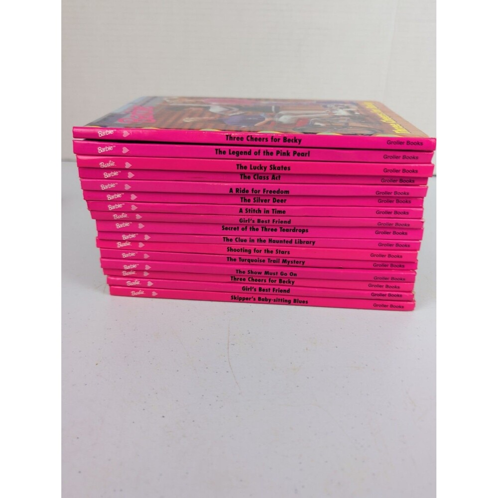 Lot of 16 Vintage Barbie & Friends Book Club Grolier Hardcover Pink Books